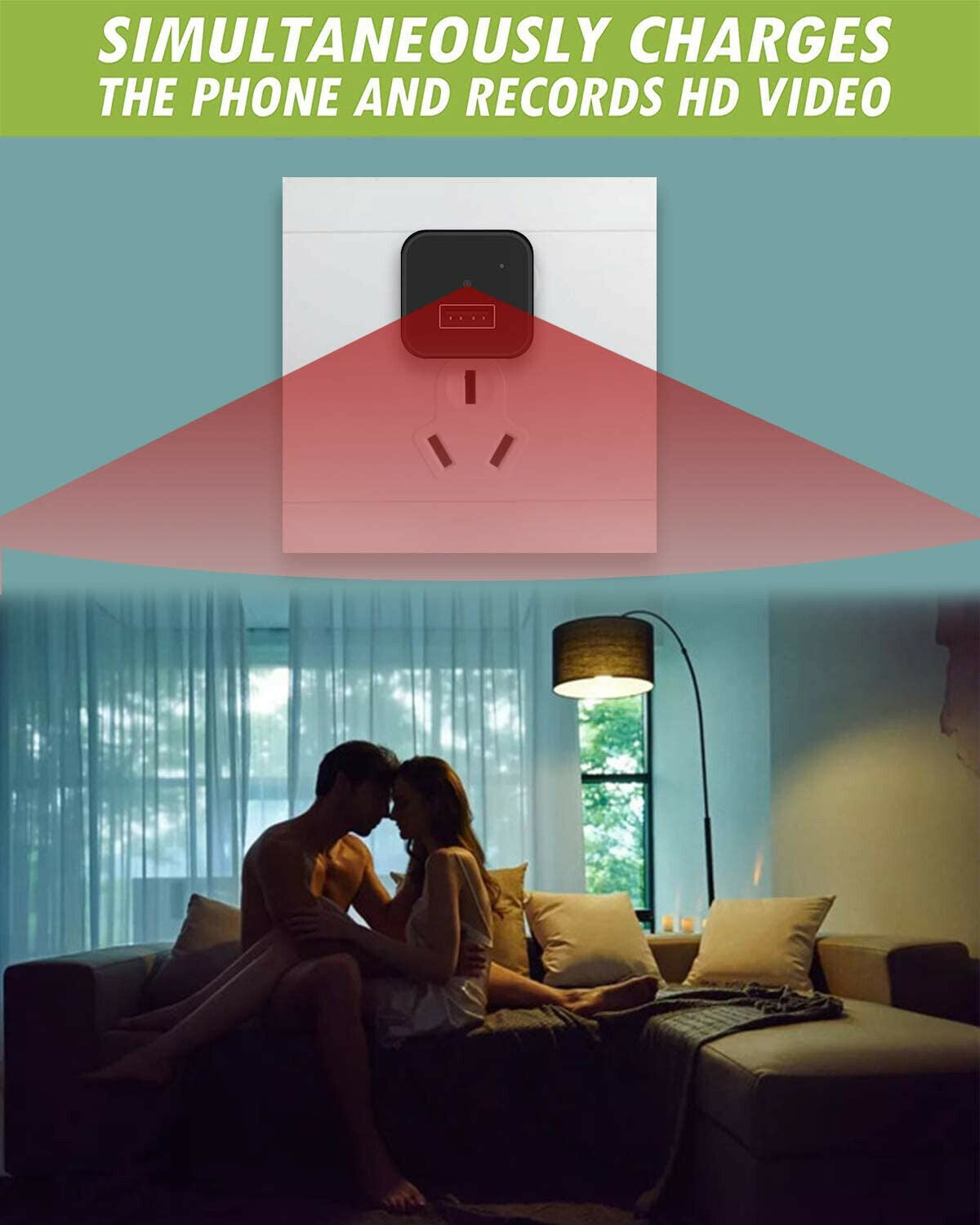 Hidden Camera with Night Vision and Motion Detection - USB Wall Charger