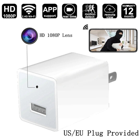 Hidden Camera with Night Vision and Motion Detection - USB Wall Charger